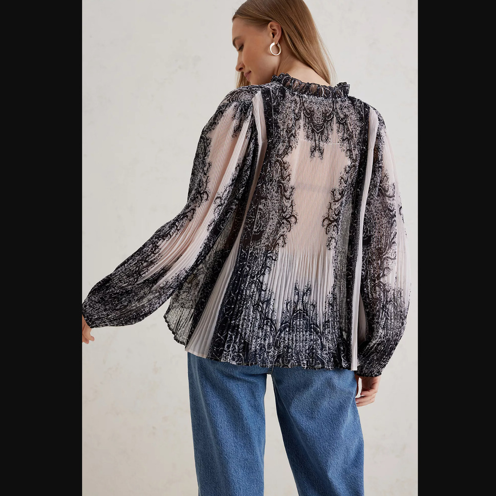 Anthropologie Forever That Girl Sheer Pleated Blouse - New - Small